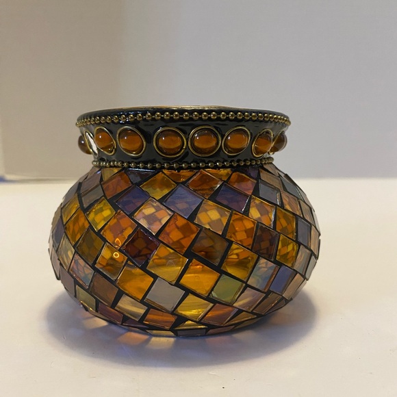 PartyLite Global Fusion Votive Holder P8367 Mosaic Tile Glass Tealight Retired - Picture 2 of 13